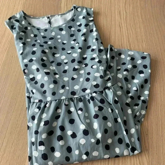 🆕Boho Trendy Sage Polka Dots Tiered Pocket Sleeveless Dress XL 🆕 - Picture 3 of 11